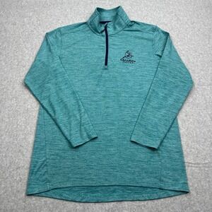 Caribou Coffee 1/4 Zip Mens Small Blue Life Is Short Stay Awake For It Pullover
